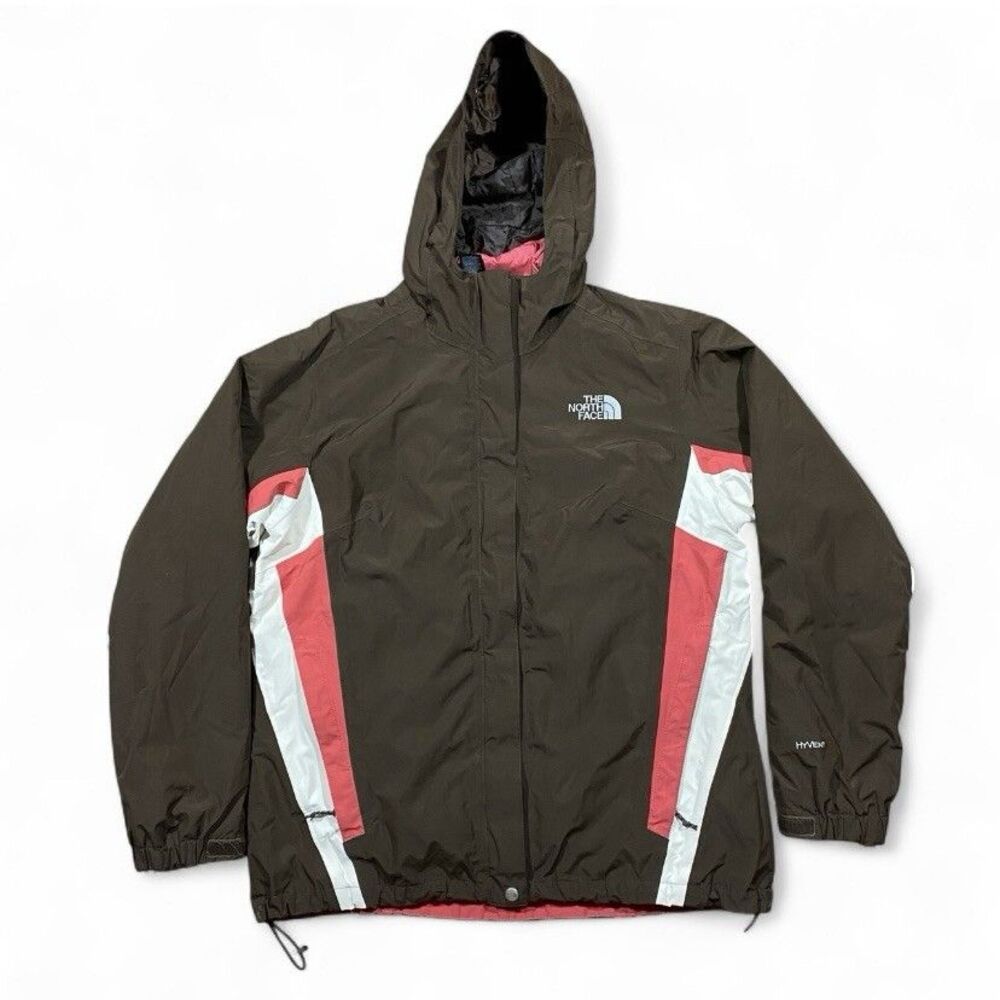 The North Face Womens XL HyVent 3-in-1 Jacket Brown Pink Hooded Coat